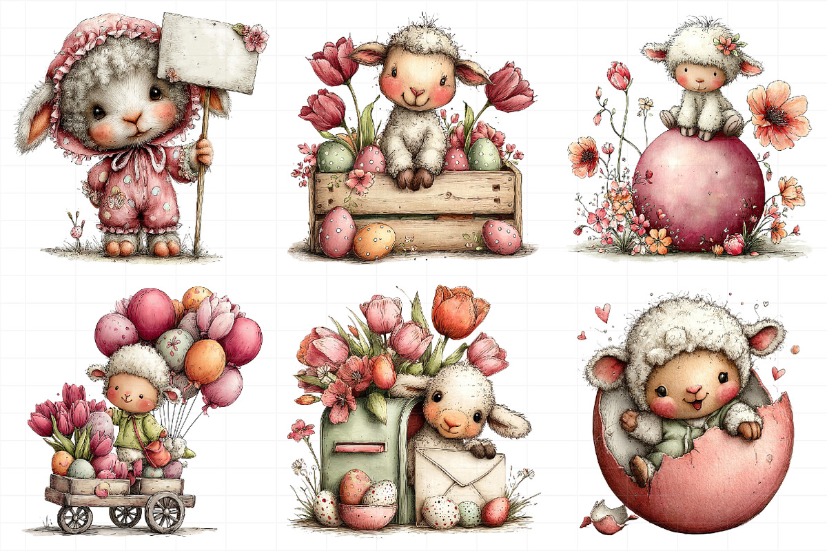 Whimsical Easter Lamb Clipart Png, an Illustration by Daily.Designs (Photo 4 of 8)
