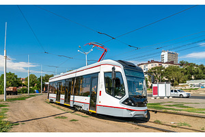 City tram in rostovondon russia stock photo containing tram and russia, a Transportation Photo by Leonid Andronov