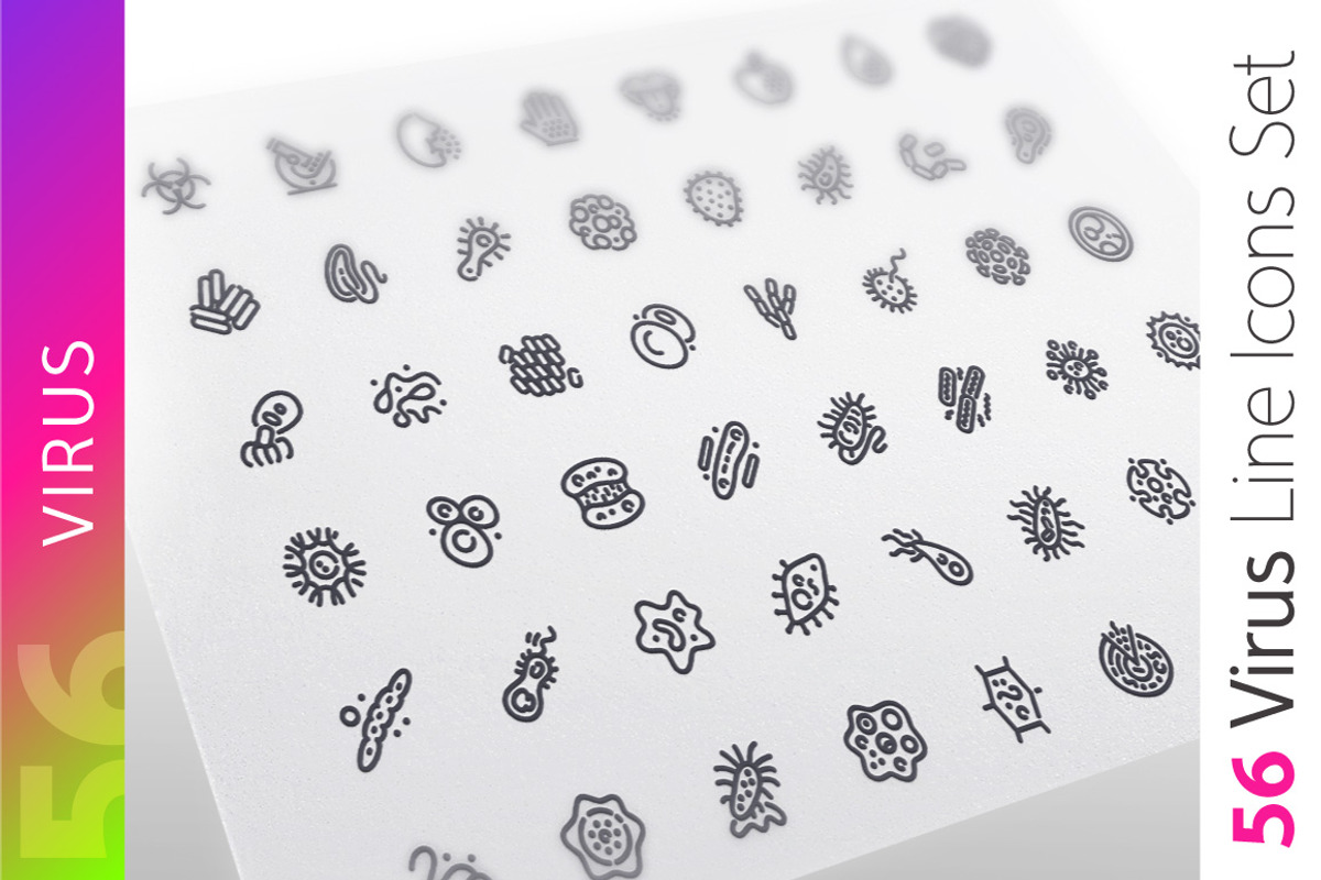 Virus Line Icons Set, an Outline Icon by Voysla's Shop (Photo 1 of 4)