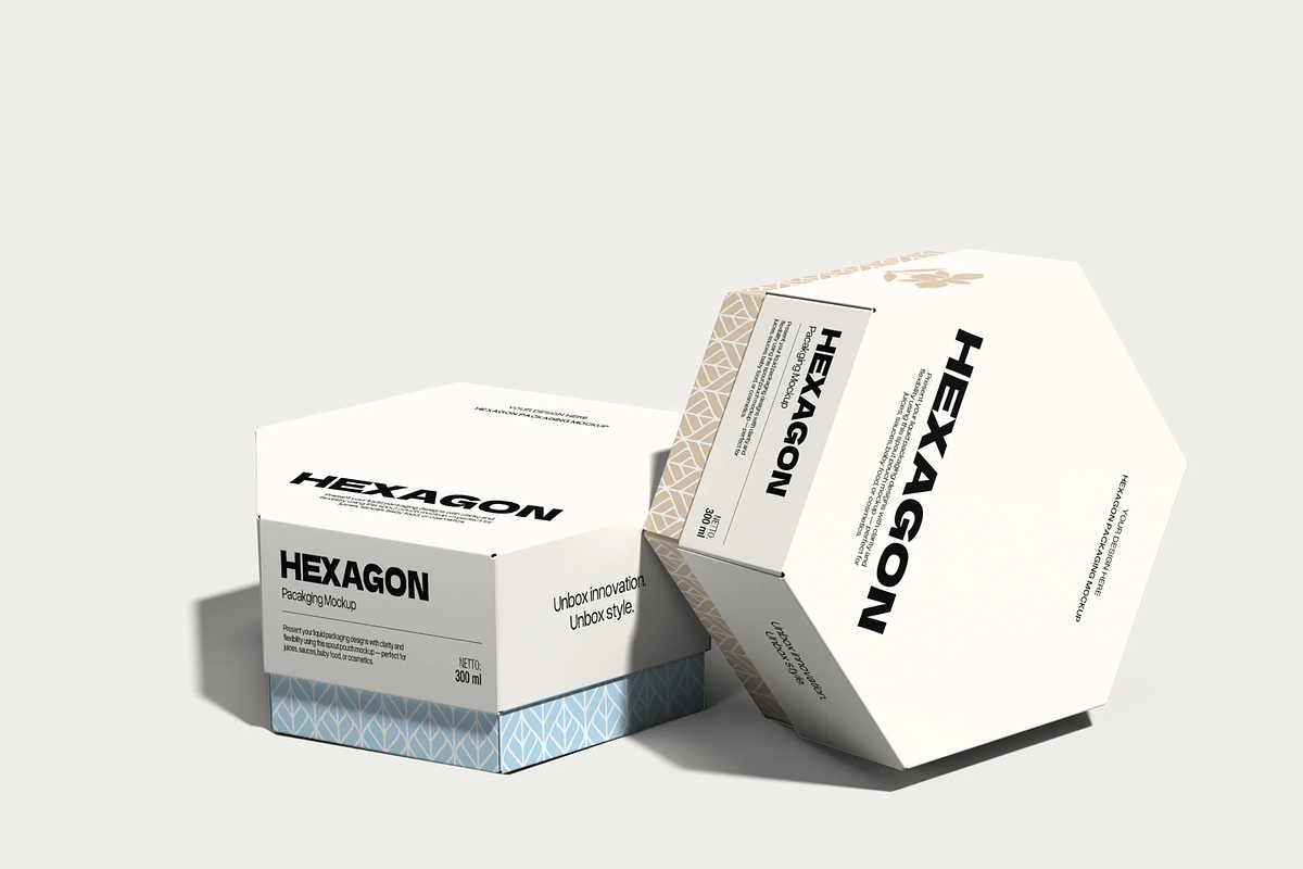 Hexagonal Gift Box Mockup, a Packaging Mockup by graphicsauce
