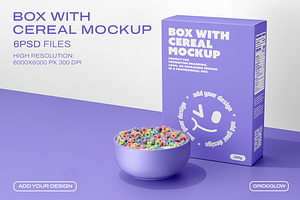 Cereal Box Mockup Set – 6 PSD Files