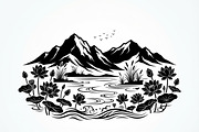 60 Lotus Mountain Harmony Silhouette, an Empty State Illustration by Amazin_art (Thumbnail 19 of 31)