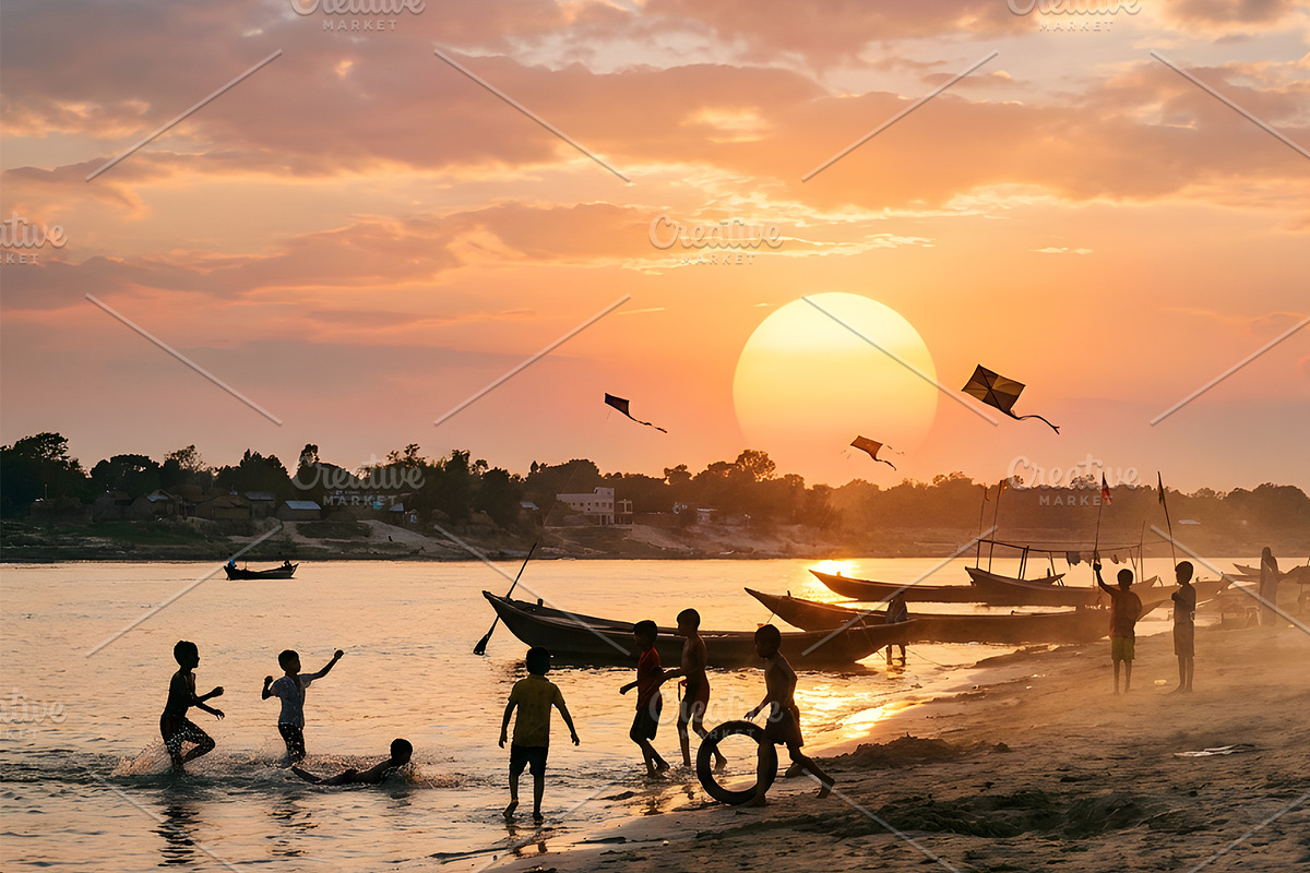 Children playing on the river bank, a Person Photo by nandinigraphics (Photo 2 of 3)
