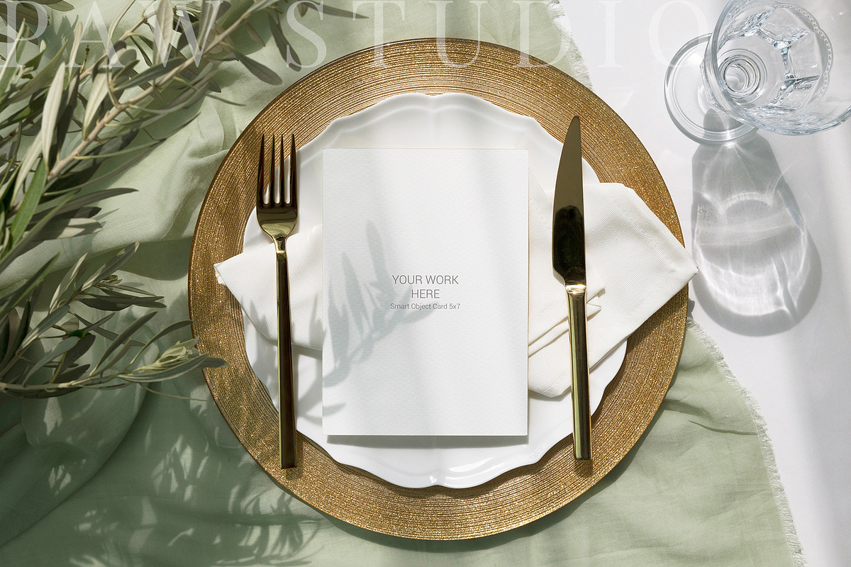 Card Mockup 5x7 Menu, a Merchandise Mockup by PawMockups (Photo 6 of 9)