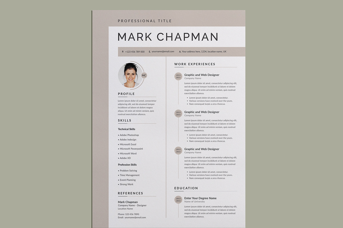 Resume Template | Word & PSD preview 3