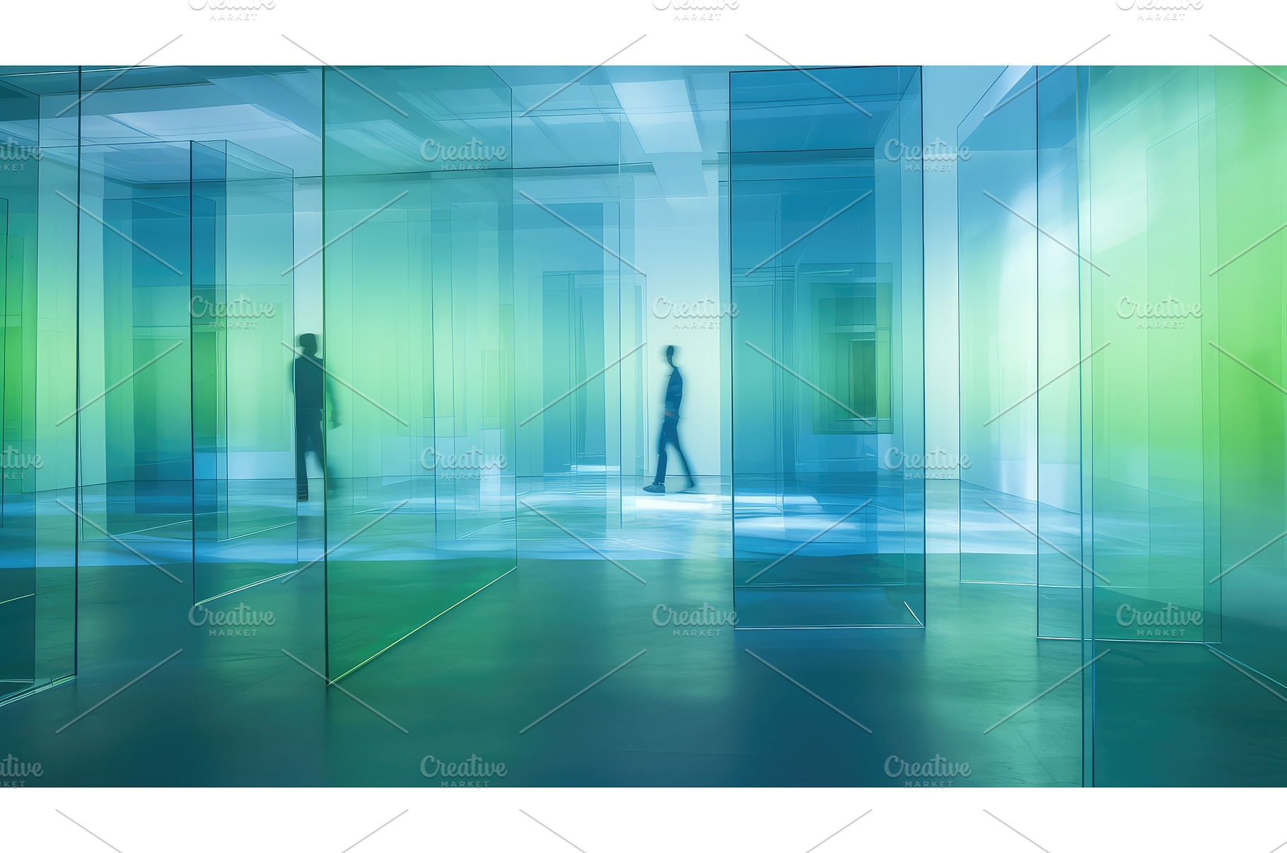 glass blue to green gradient ai, an Abstract Photo by pikepicture