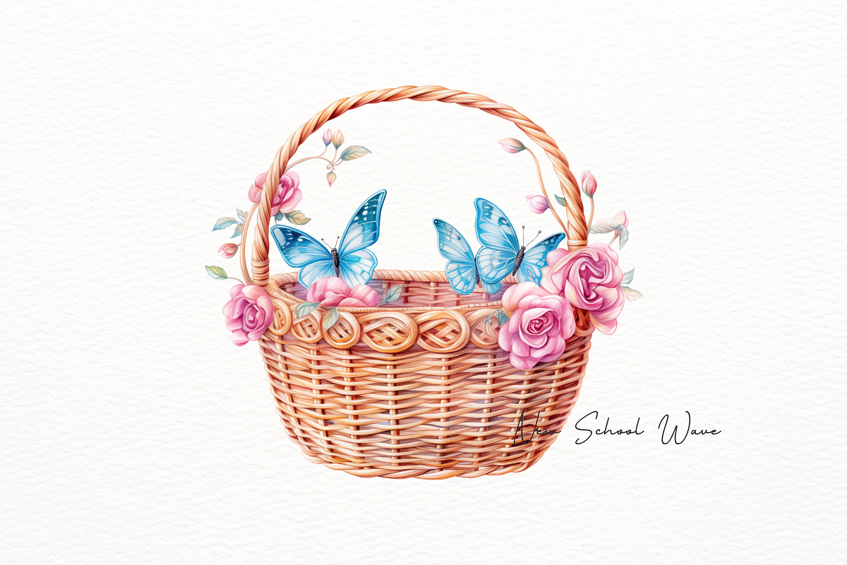 Vintage Basket with Floral Butterfly, a Food Illustration by New-School-Wave (Photo 2 of 5)