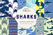 Sharks Digital Paper, a Pattern Graphic by Hello Talii (Thumbnail 1 of 3)