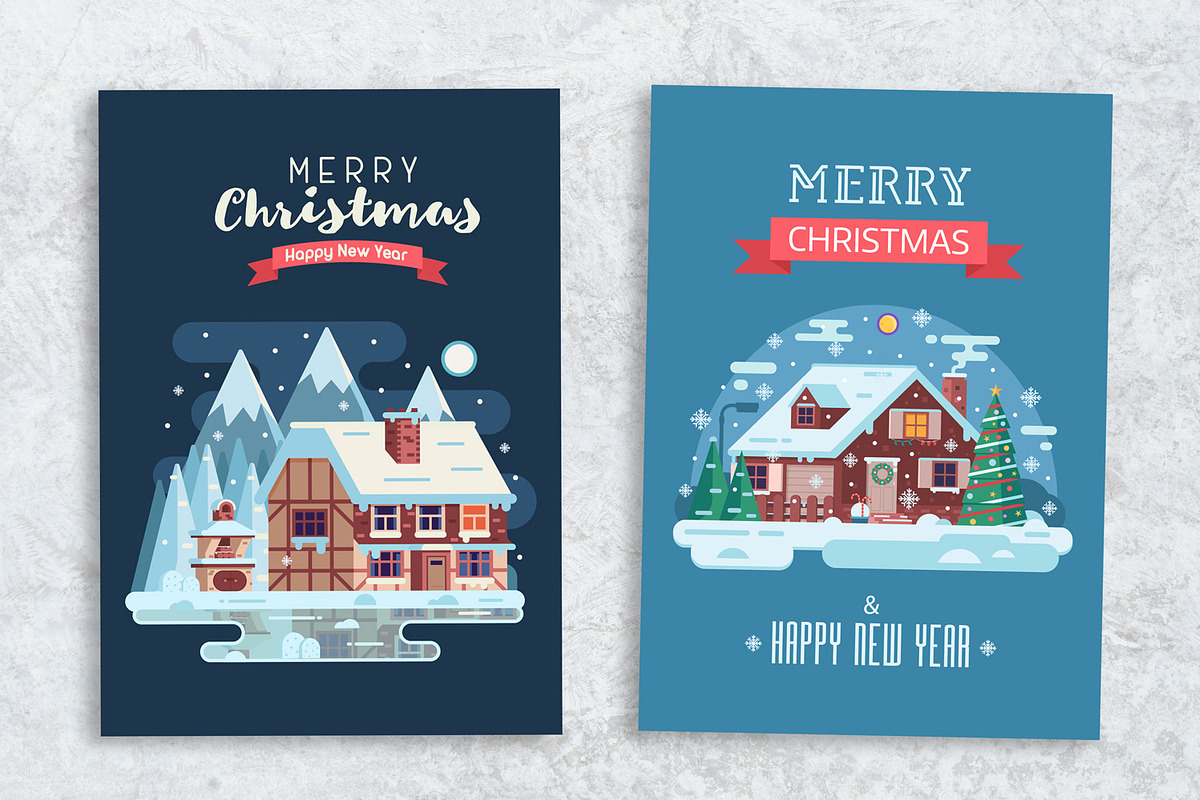 Cozy Winter House Christmas Cards, an Illustration by Alex Krugli (Photo 4 of 8)