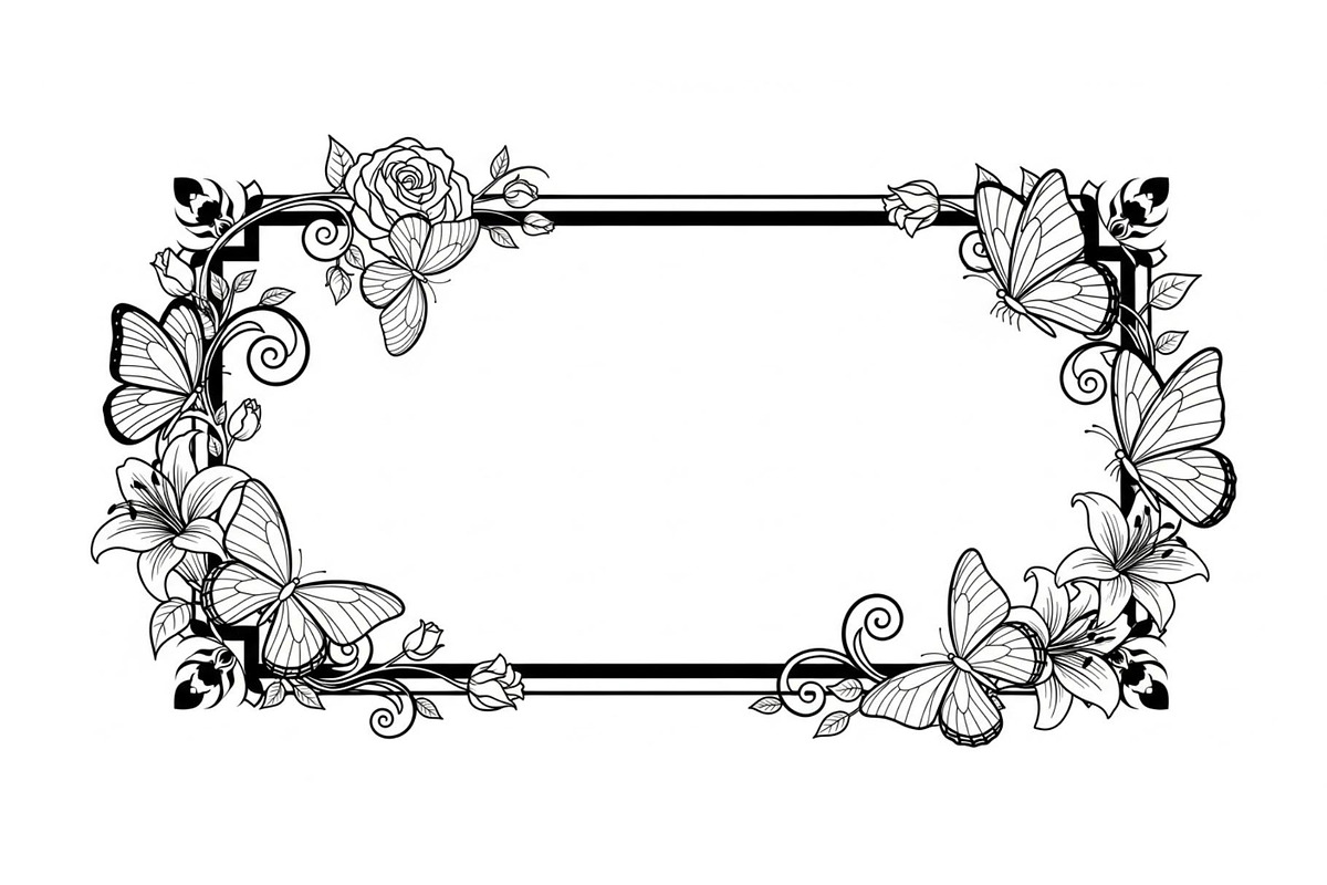 Butterfly Floral Frame SVG Bundle, an Illustration by Creativeshirt (Photo 8 of 31)