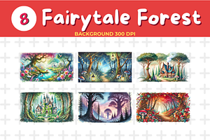 Watercolor Fairytale Forest Backgrou