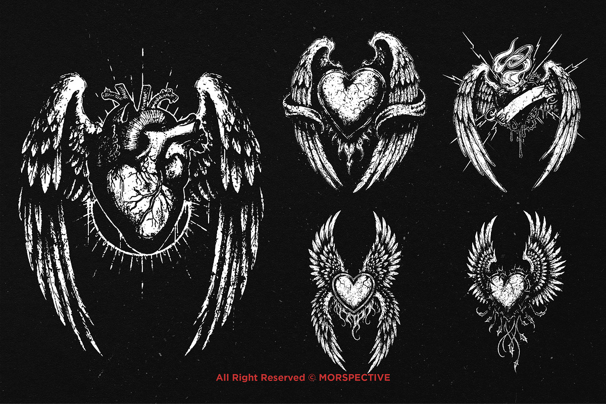 10 Bundle Dark Art Heart Wing Angel, an Illustration by Morspective (Photo 5 of 7)