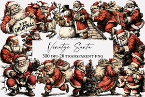 vinatge Santa clipart, an Illustration by Designworld