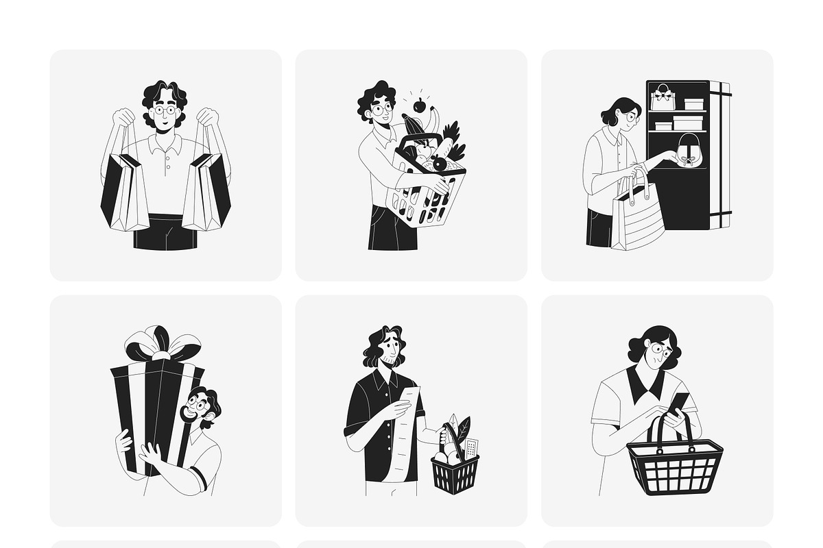 Shopping Illustration Art Set, a Person Illustration by Prosymbols (Photo 7 of 13)