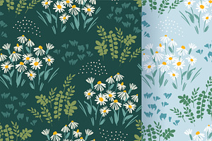 Flower Meadow. 8 Seamless Patterns