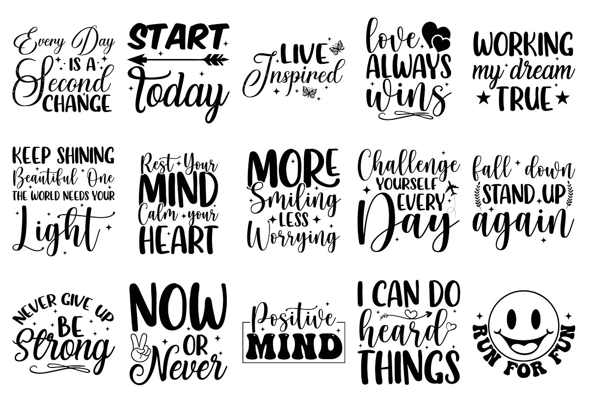 Positive Motivational Quotes SVG, an Object Graphic by EllaMaiyaali (Photo 2 of 10)