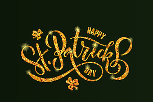St. Patrick's Day Golden Typography, a Poster Template by Svetlana Kurako