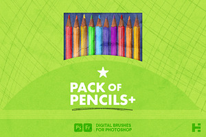 Pack Of Pencils Photoshop Brushes