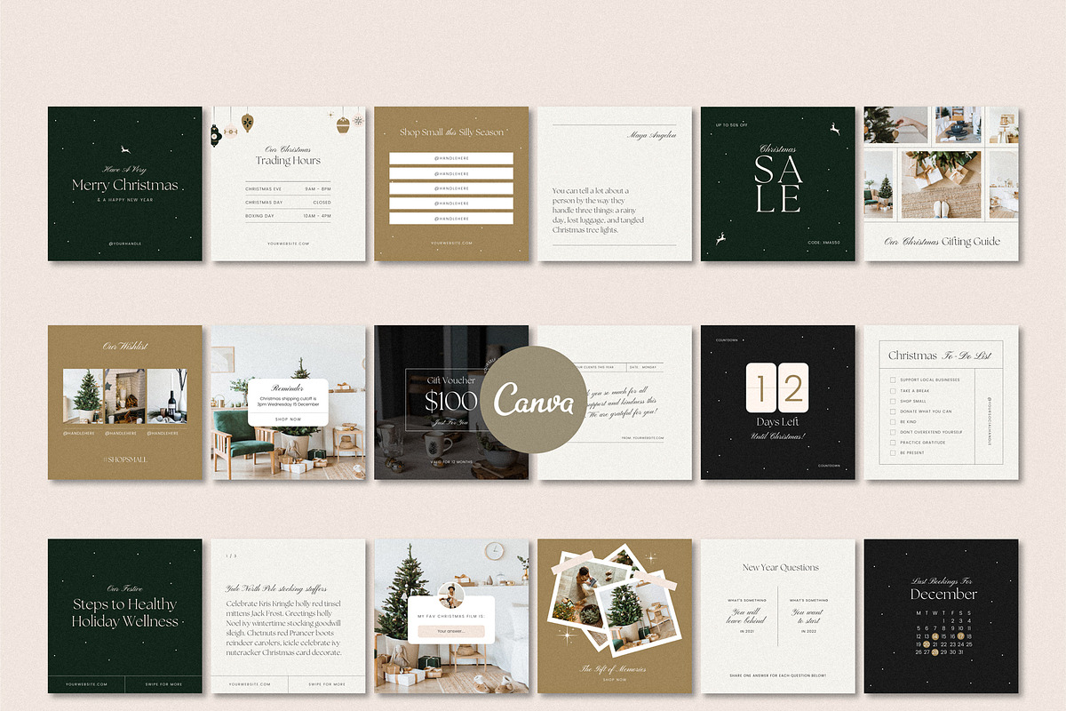 Modern Christmas Instagram Pack, a Social Media Template by January Made Design (Photo 4 of 9)