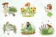 Garden Girl Clipart Set, an Illustration by Creative Art (Thumbnail 7 of 9)