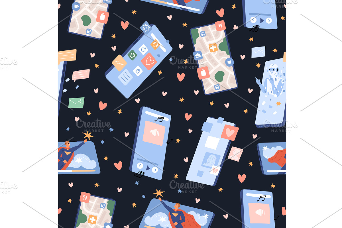 Mobile phones with various, a Technology Illustration by Vectorbuum