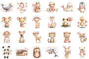 Watercolor Cute Animals Clipart, an Illustration by Sublimation Artist (Thumbnail 2 of 6)