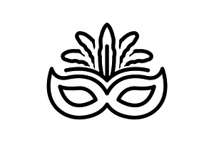 Mardi masquerade blak icon, an Outline Icon by Creative priyanka