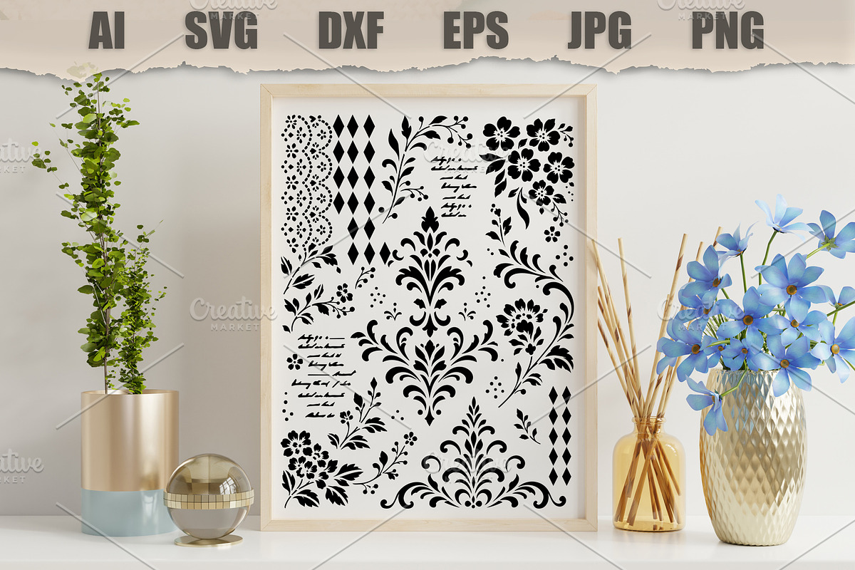 Stencil Floral Damask, an Object Illustration by MARYCRAFTIRIA (Photo 3 of 3)