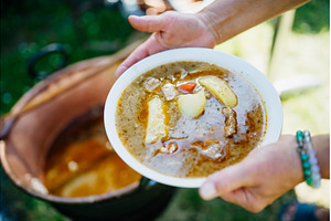 Traditional outdoor goulash served, a Nature Photo by HalfPoint