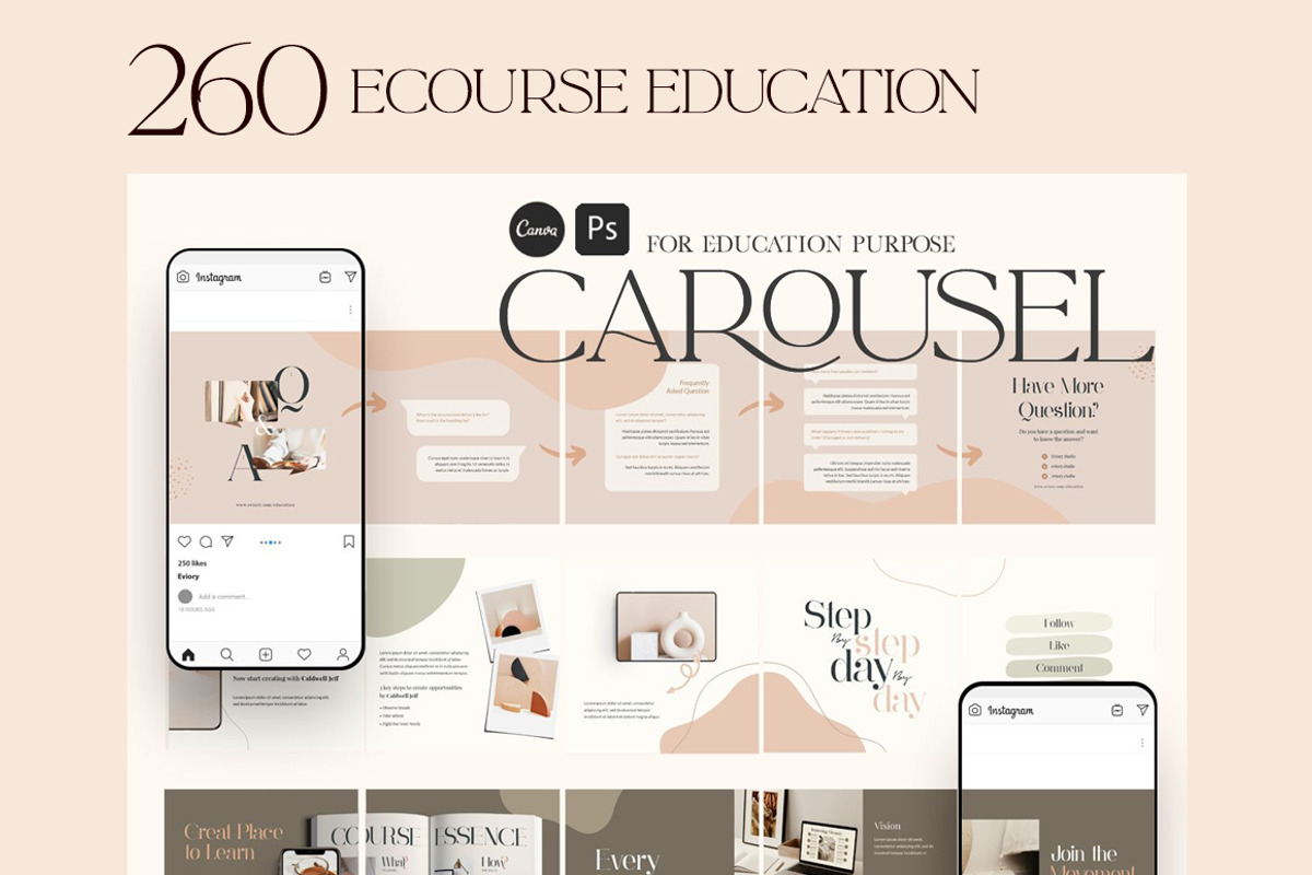 8 in 1 Bundle Carousel Coach CANVA, a Social Media Template by Eviory