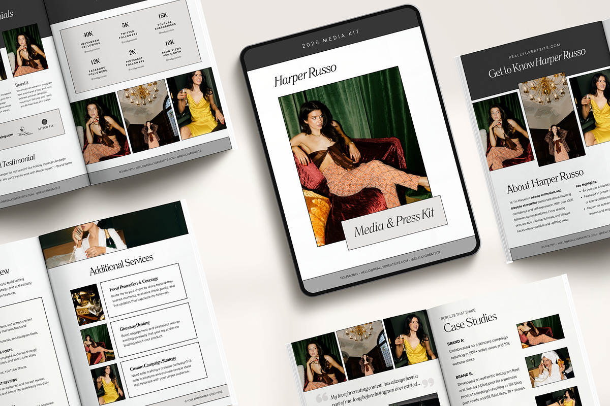 Influencer Media Kit Canva Templates, a Presentation Template by Fallon Gerst (Photo 2 of 12)