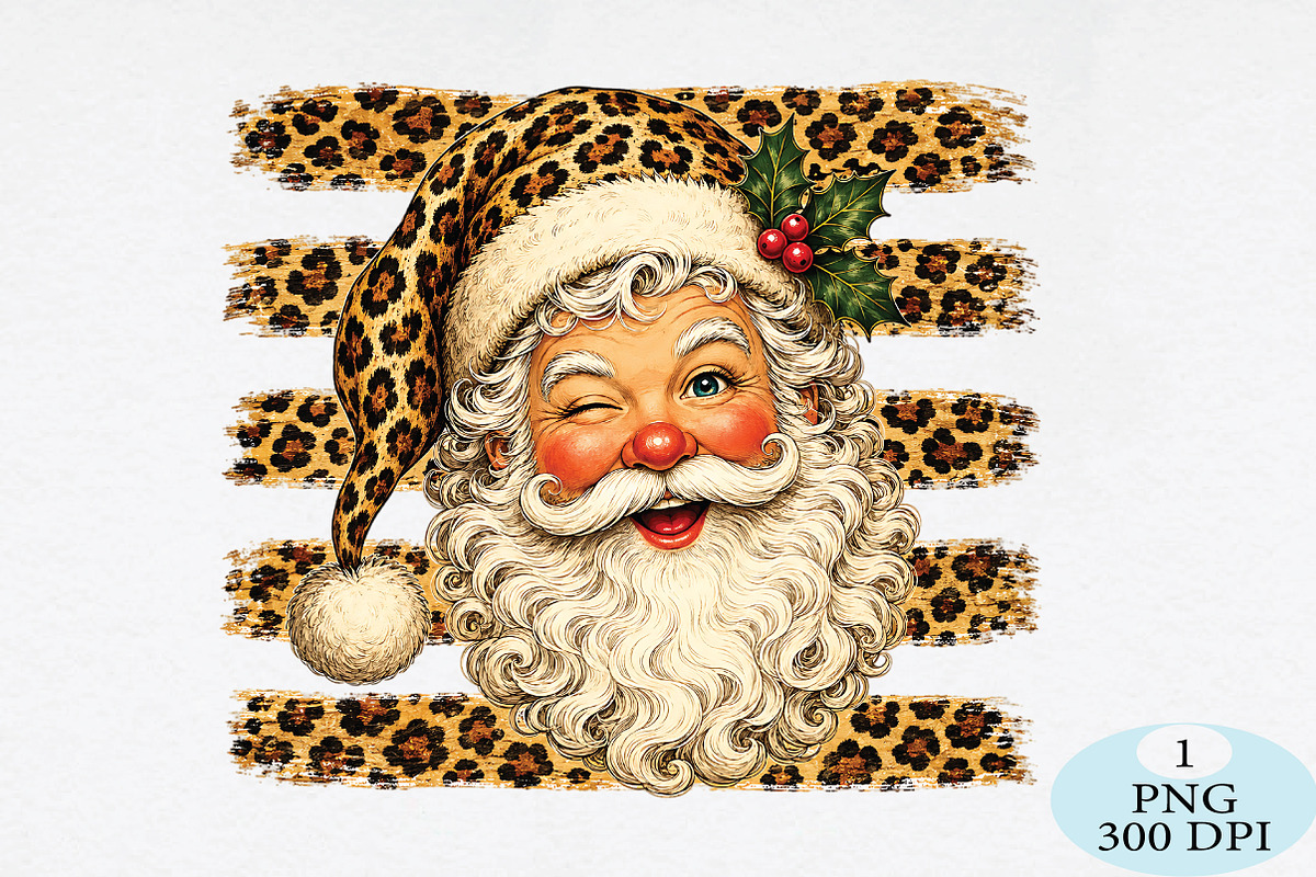 Leopard Print Santa Claus PNG, a Seasonal Illustration by Daily.Designs (Photo 1 of 5)