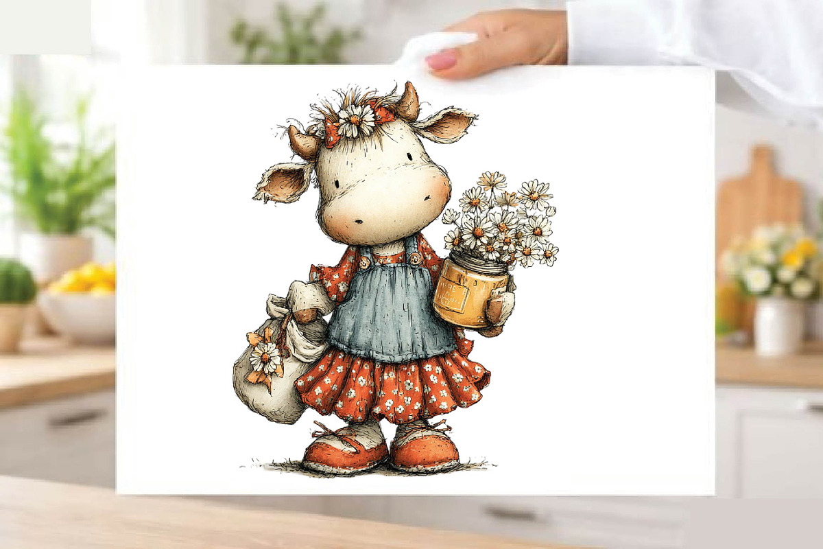 Watercolor Summer Cow Clipart,, an Illustration by SVGArt (Photo 6 of 9)