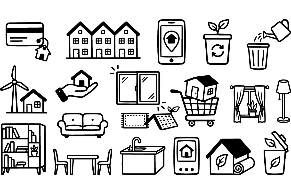Eco Friendly Home Icons Set, an Illustration by designvectx (Photo 2 of 3)