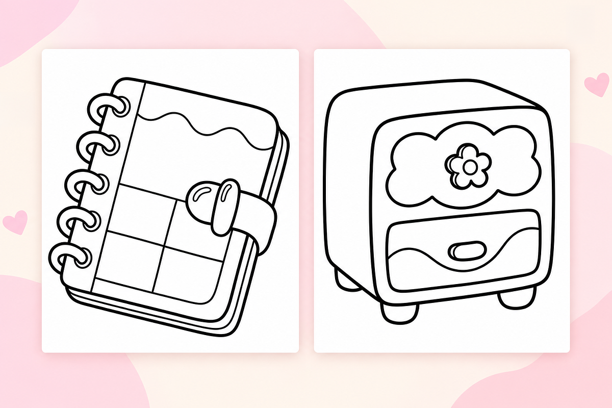 Sweet & Cute Coloring Pages Vol. 1, an Object Illustration by Inkivelle Studio (Photo 2 of 3)