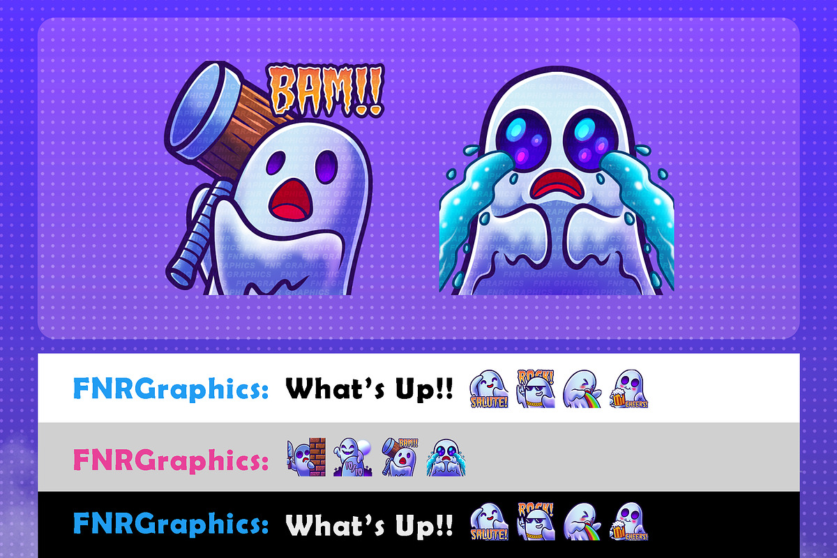 Cute Spooky Ghost Twitch Emotes, an Illustration by FNR Graphics (Photo 4 of 5)