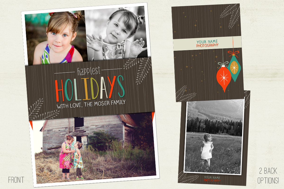 Mod Evergreens Holiday Photo Card, a Card Template by brandsushi