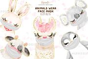 Animals wear mask cliparts, an Animal Illustration by TheHappyGiftArt (Thumbnail 1 of 6)