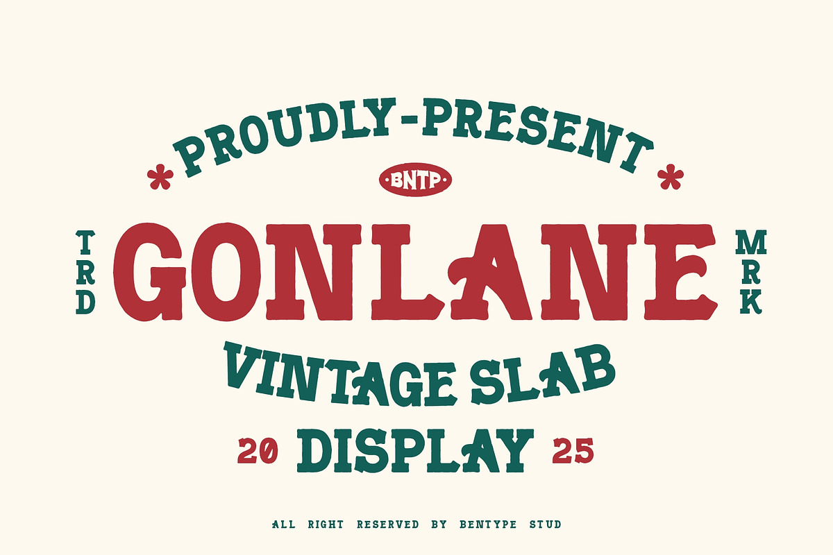Gonlane - Vintage Slab Display, a Slab Serif Font by Bentype Studio (Photo 1 of 6)