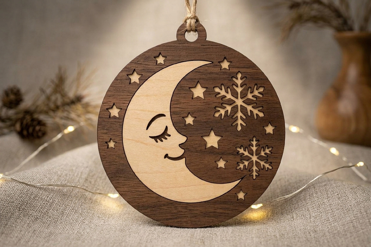 Christmas Moon Ornament SVG File, an Object Graphic by Libby Wishes (Photo 2 of 3)
