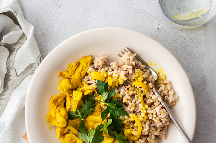 Healthy lunches with brown rice, a Food & Drink Photo by Pandateam