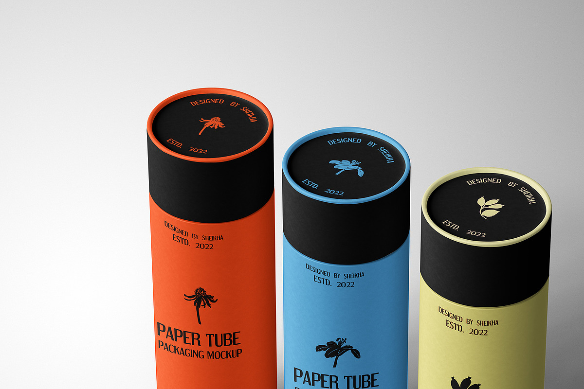 Slim Paper Tube Packaging Mockup Set, a Packaging Mockup by Sheikhadesign (Photo 11 of 11)