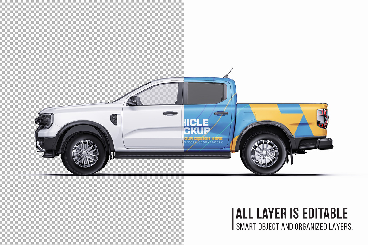 Modern Double Cab Pickup Mockup Set, a Product Mockup by Halal Graphic Studio (Photo 5 of 15)