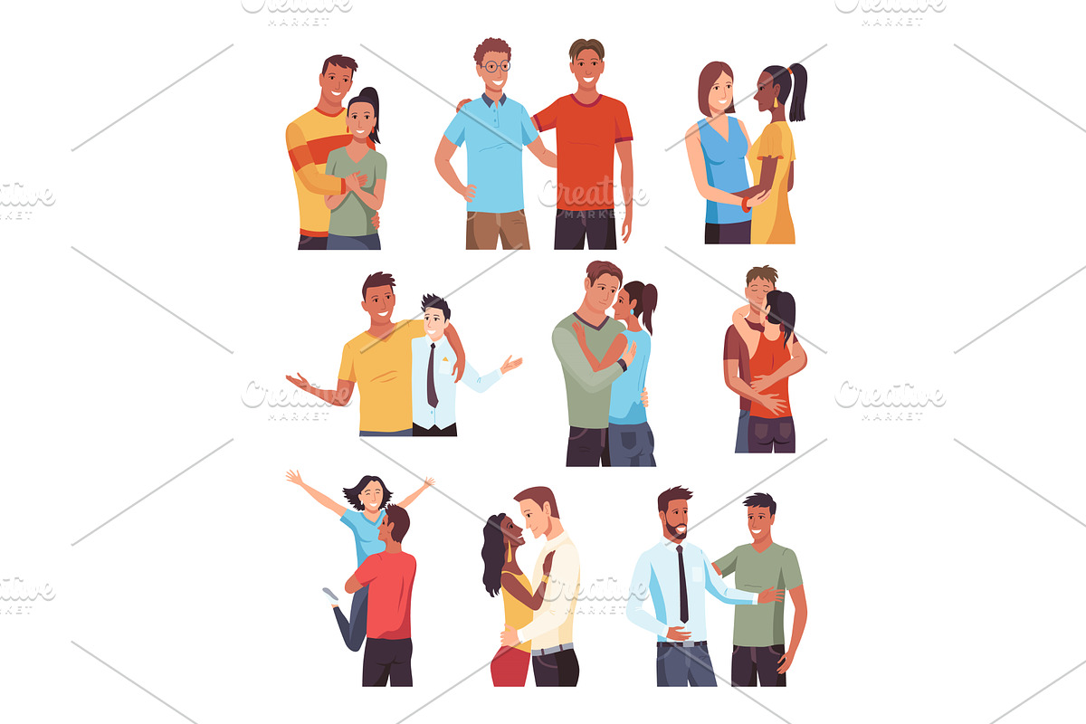 People hugging together set, a Person Illustration by Things for designers