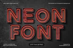 Neon Lights Font, a Sans Serif Font by Handmadefont