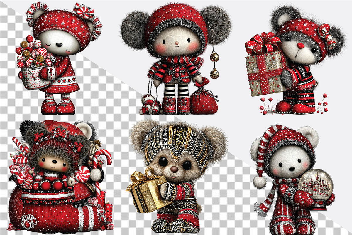 Whimsical Christmas Teddy Bear Clip, an Animal Illustration by SVGArt (Photo 2 of 9)