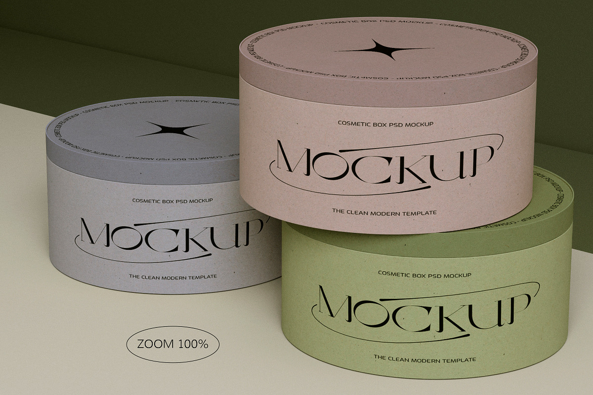 3 Round Boxes PSD Mockup, a Product Mockup by softulka (Photo 5 of 7)