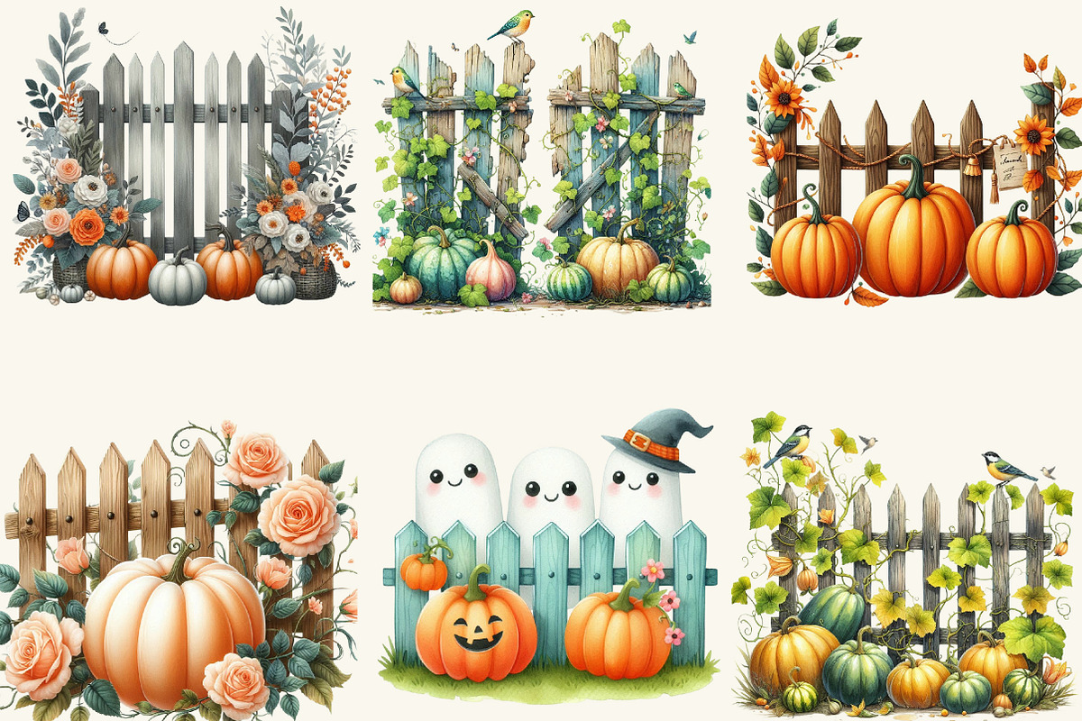 Fall Pumpkin Fence Clipart, a Work Illustration by cherrydesign (Photo 2 of 3)