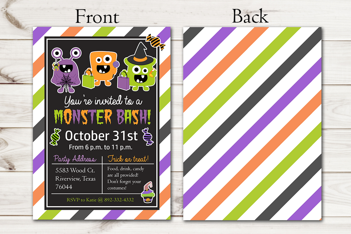 Kids Halloween Invitation Monsters, an Invitation Template by Pinkinks (Photo 2 of 3)