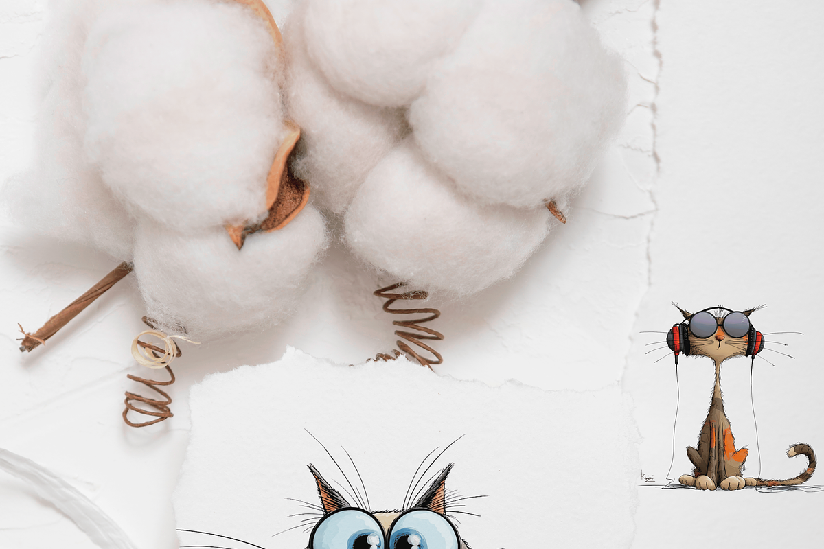 45 Quirky Cat Clipart Set, an Animal Illustration by Pati Charm Studio (Photo 9 of 9)